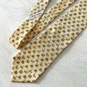 Salvatore Ferragamo Noah's Ark Themed Tie Italy Silk Yellow Elephant Giraffe